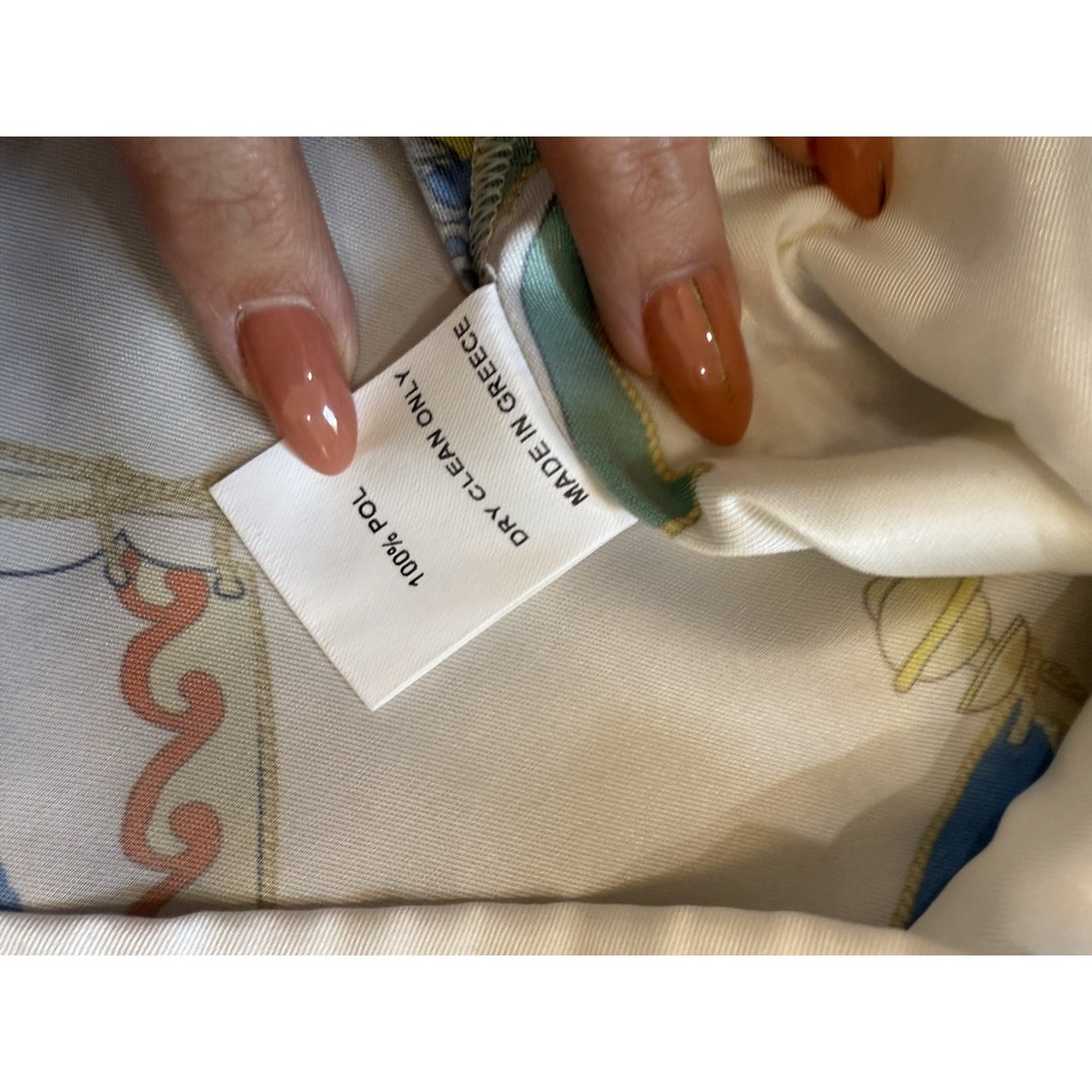 Equestrian Blouse Women's Medium Greece Flags Old Money Preppy Heritage Yacht - Picture 4 of 6